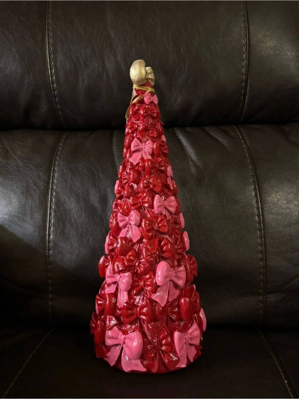Cupcakes and cashmere Pink and Red Bow  Tree with Gold Topper